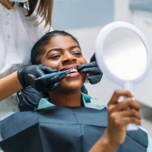 A patient receiving a free dental exam at Alta Vista Dental, a top Medi-Cal provider and emergency dentist in Vista, CA.